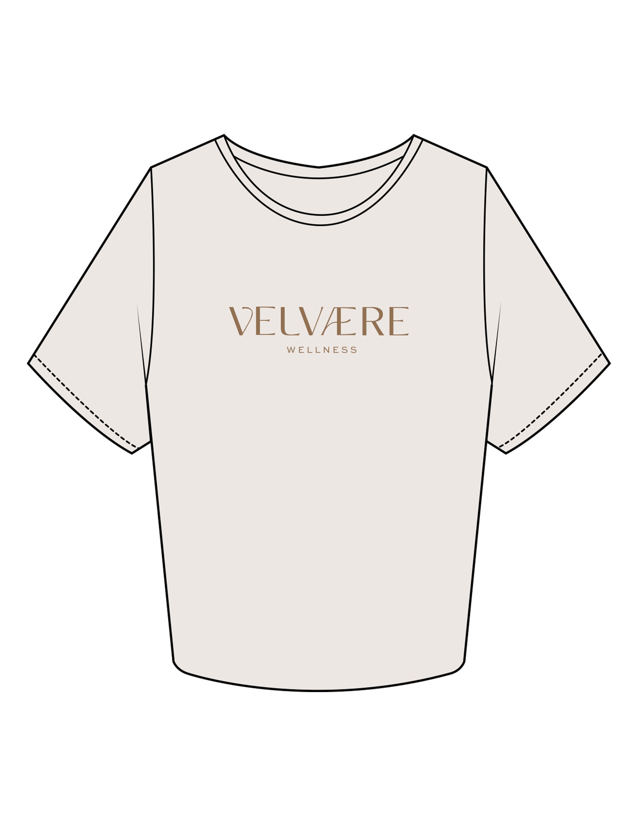 The Crop Tee - Bone - Velvaere - Center Chest Stacked - Printed - Terracota