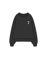 The Mens Crewneck - Washed Black - STUDIO 7 - Left Chest "7" - Printed - White