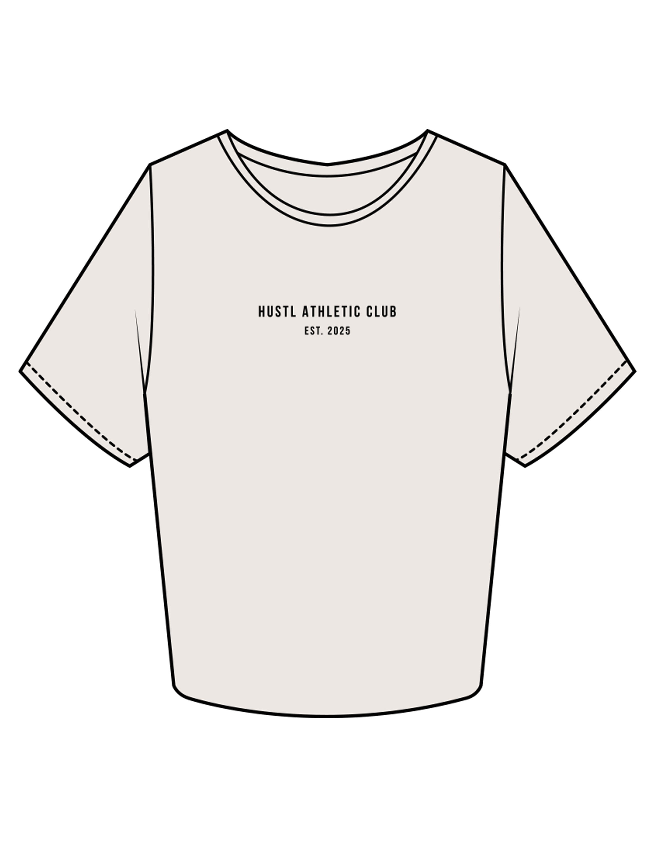 The Crop Tee - Bone - HUSTL Athletic Club - Chest Stacked - Printed - Black