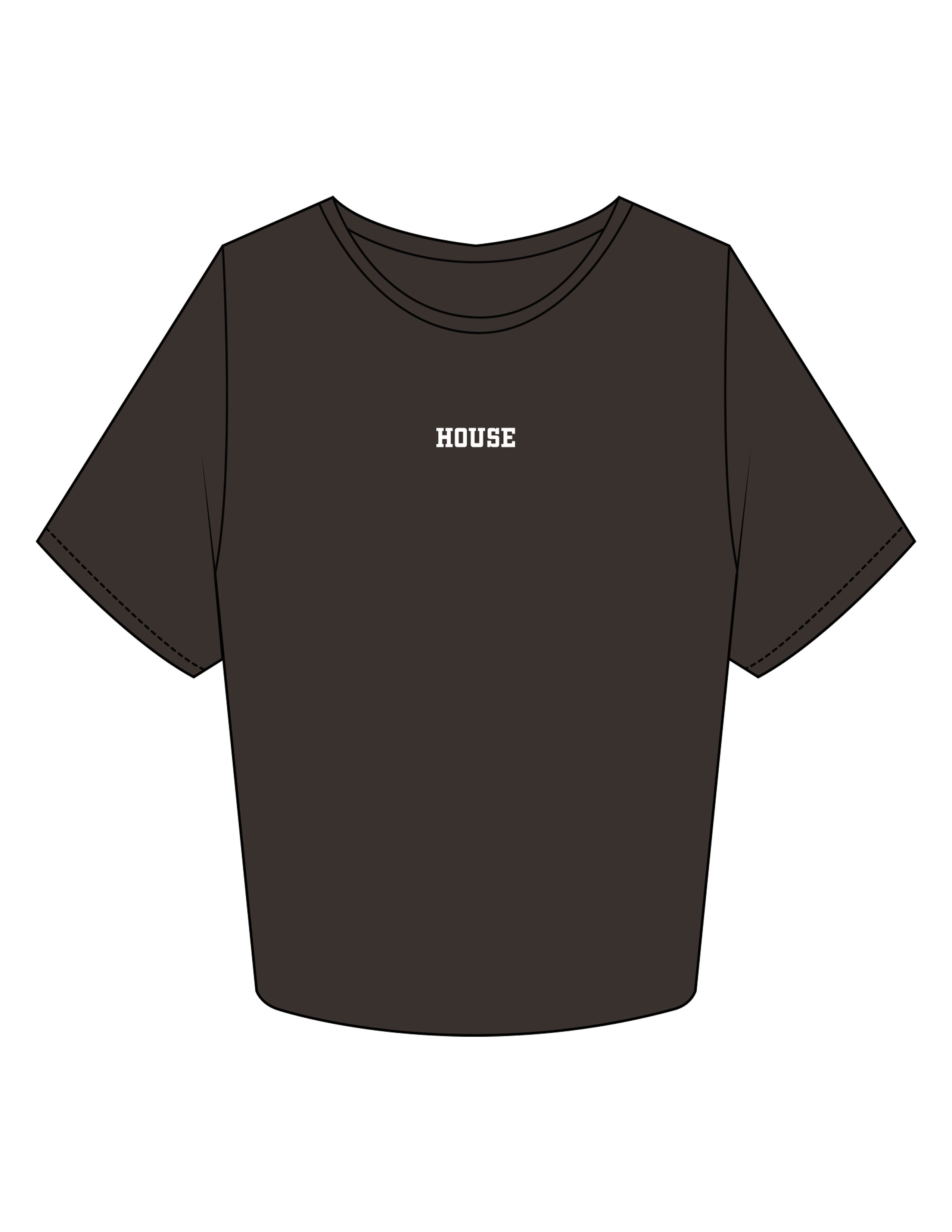 The Crop Tee - Washed Black - Lagree House - Center Chest "HOUSE" - Embroidered - White