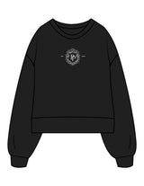 The Womens Heavyweight Crop - Black - Pose Pilates - Center Chest - Embroidered - White