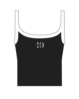 The Micro Rib Strappy Crop Tank - Black - Studio 10 - Center Chest - Printed - White
