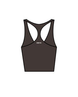 The Racer Tank - Cafe - Onyx Fit - Left Chest & Back Center - White