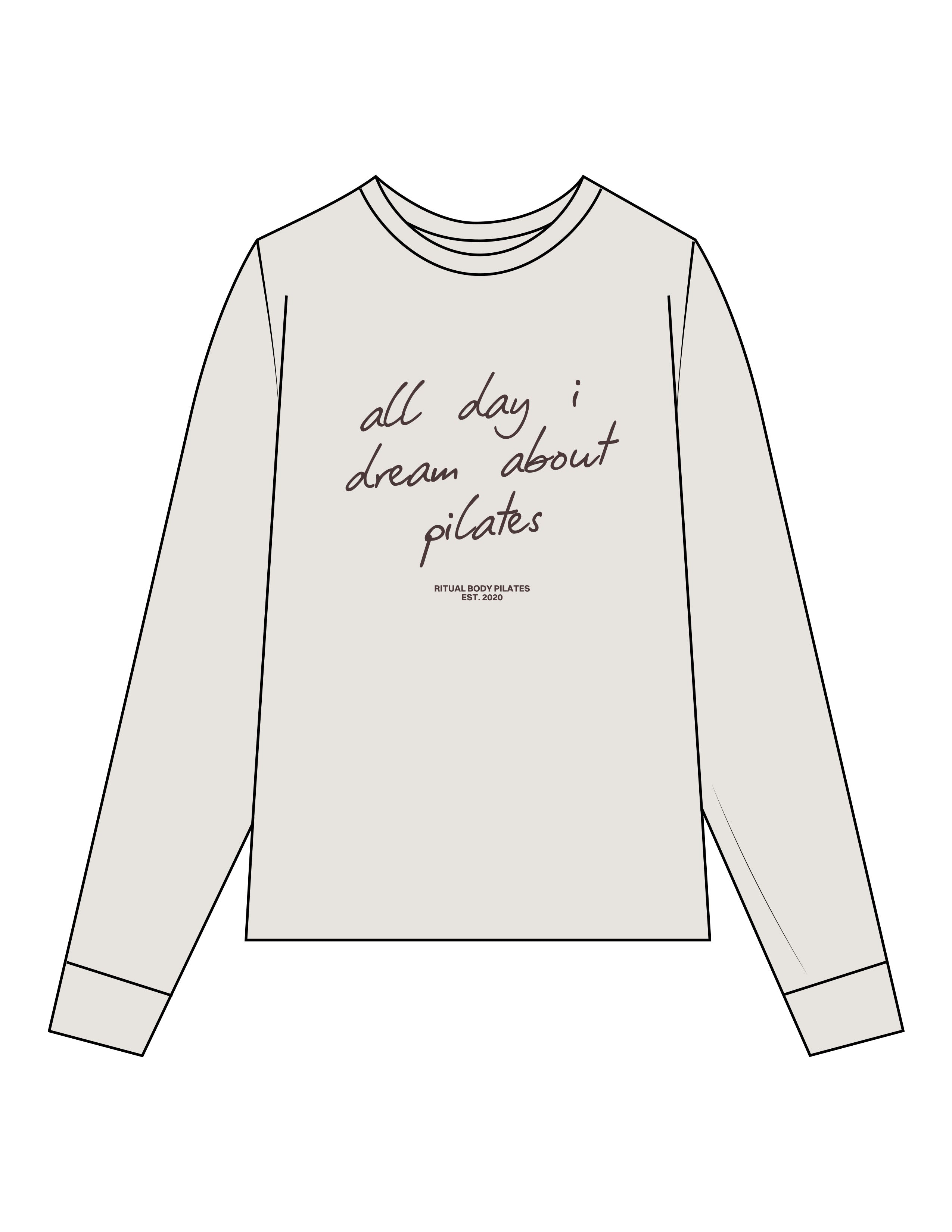 The Womens Heavyweight Long Sleeve - Washed Bone - Ritual Body - Chest Script Stacked - Printed - Brown