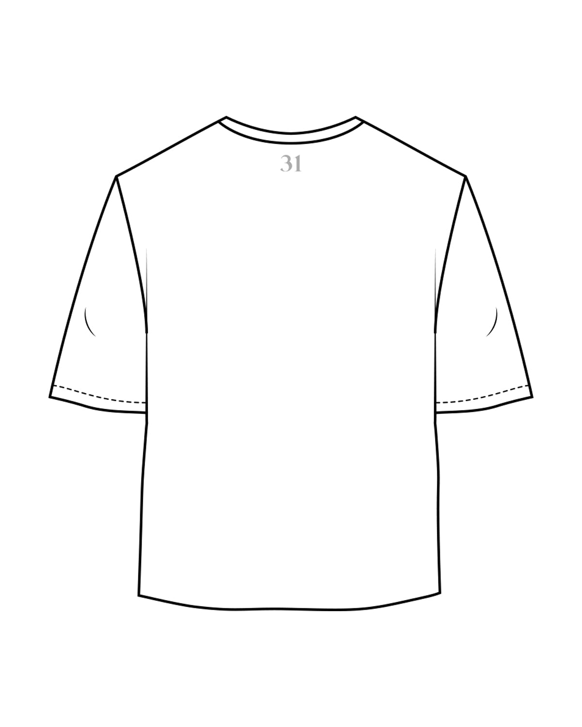 The Oversized Crop Tee - White - 31Theraphy - Left Chest & Back Center Neckline - Light Gray