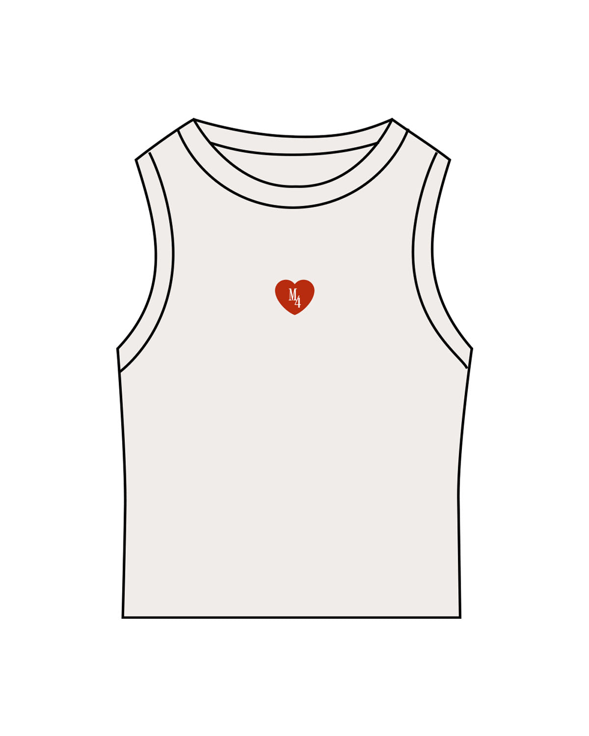 The Micro Rib Racer Crop - Natural - M4Lagree - Center Chest Logo - Printed - Full Color