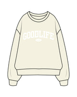The Mens Crewneck - Butter - Goodlife Chiropractic - Center Chest Stacked & Back Neckline - White