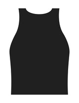 The Womens Active Crop Tank - Black - Rebel Ride - Center Chest - Printed - Blue
