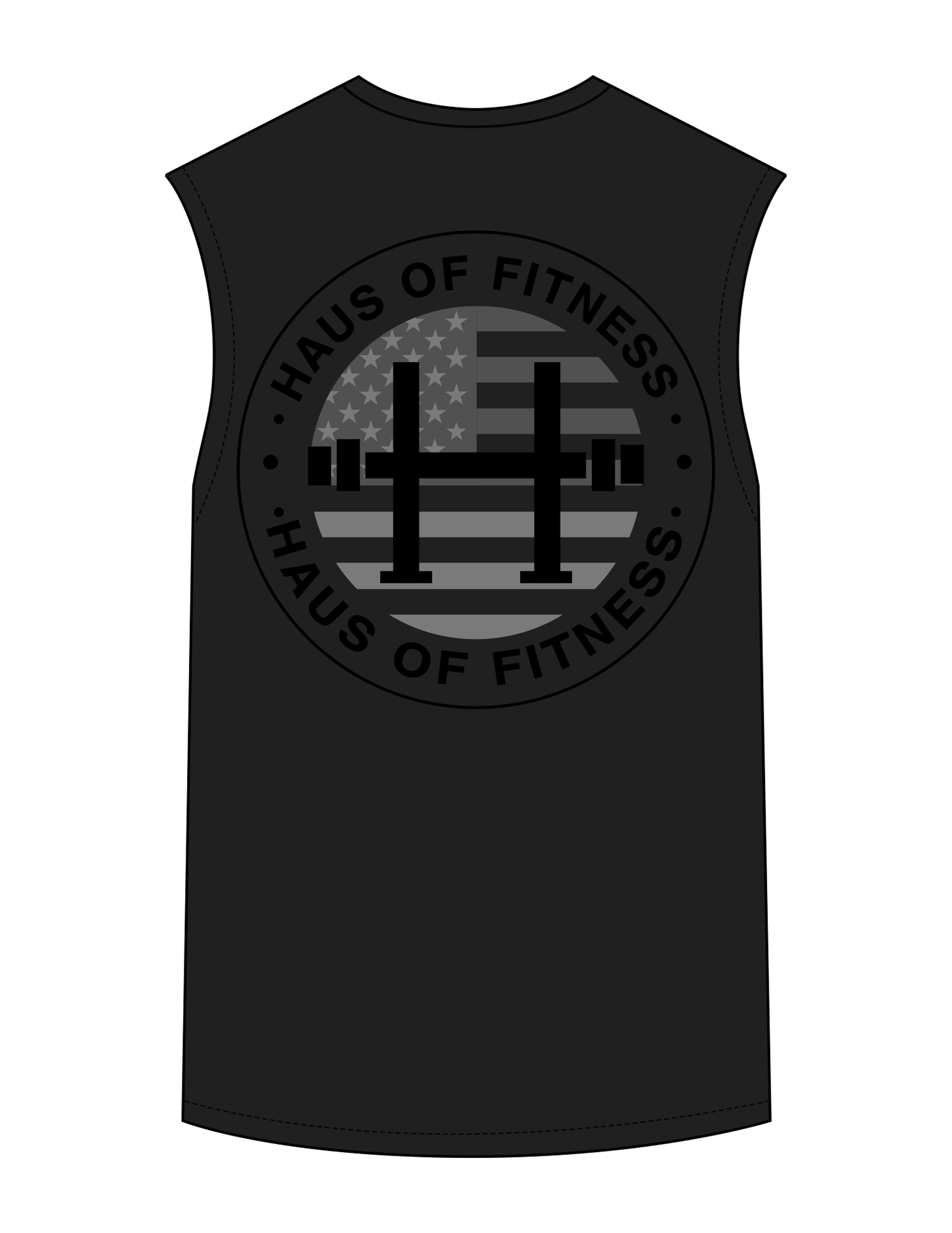 The Mens Tank - Black - Haus of Fitness - Center Chest & Back Round - Printed - Full Color