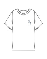 The Ribbed Baby Tee - White - M4Lagree - Left Chest Stacked - Embroidered - Navy