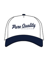 The Trucker Hat - 5 Panel - White / Navy - PURE QUALITY - Center - Navy