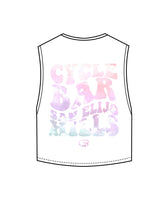 The Crop Muscle Tank - White - Cyclebar - Left Chest & Back Stacked - Printed - Full Color