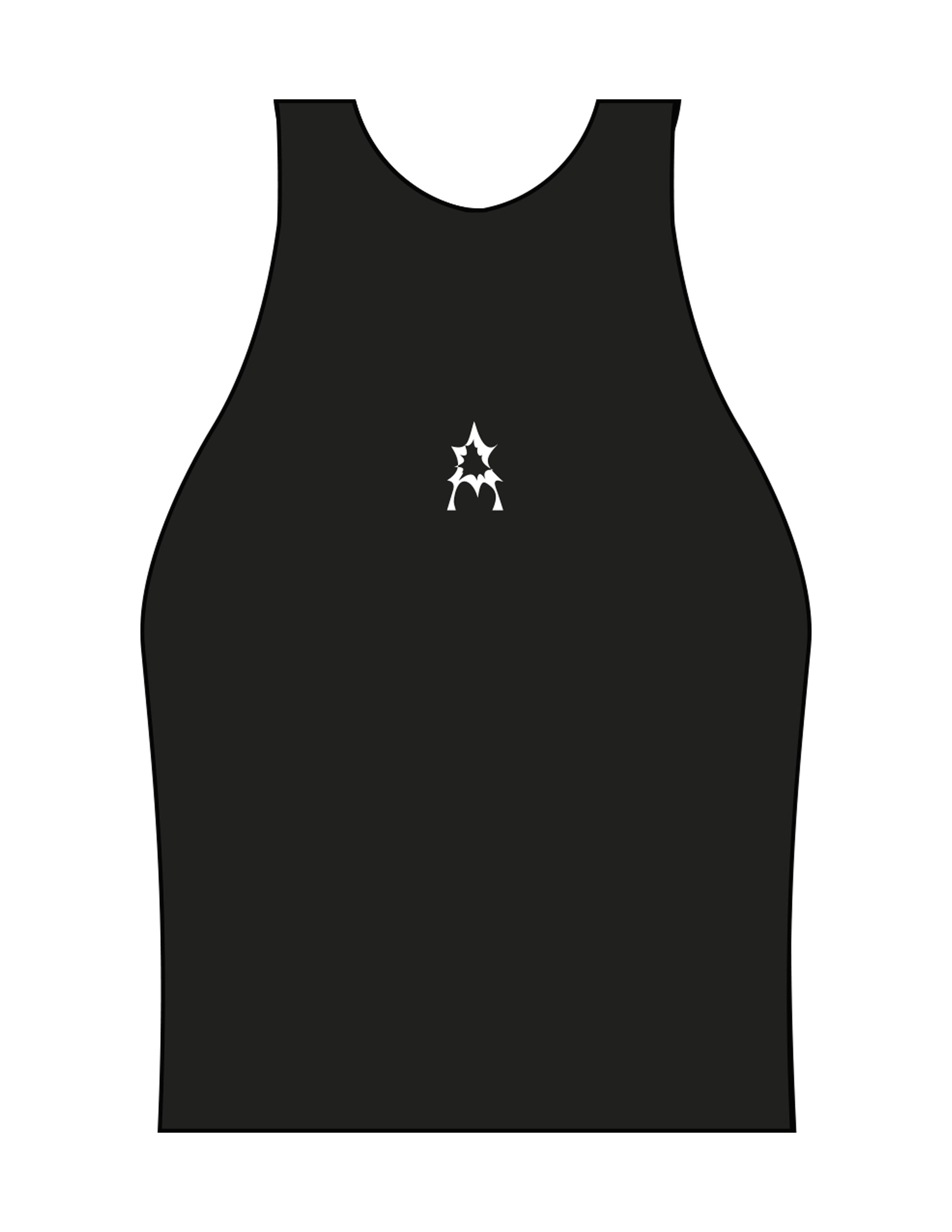 The High Neck Racer Tank - Black - Activate House - Center Chest "A" - Printed - White