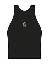 The High Neck Racer Tank - Black - Activate House - Center Chest "A" - Printed - White