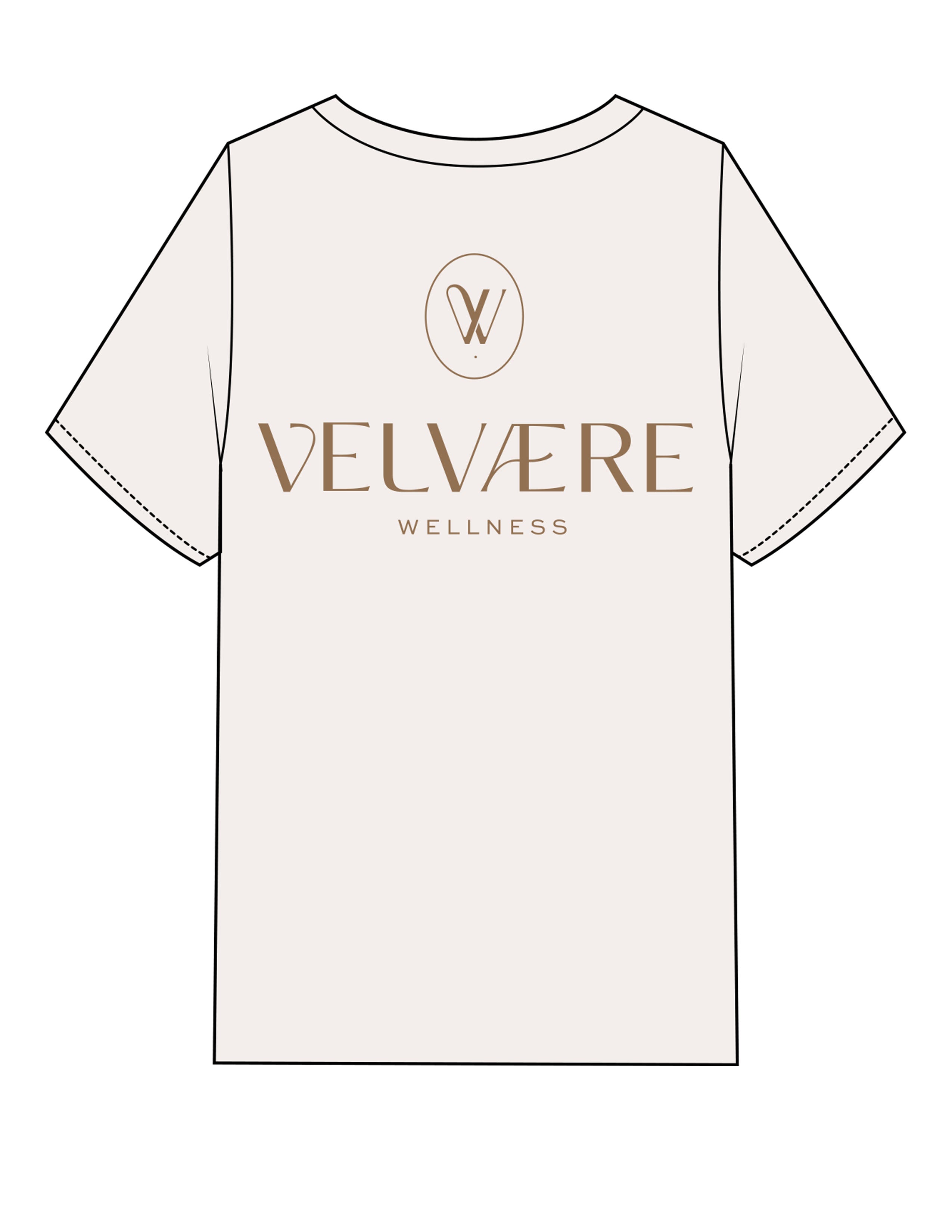 The Womens Heavyweight Tee - Off White - Velvaere - Left Chest & Back Stacked - Printed - Terracota