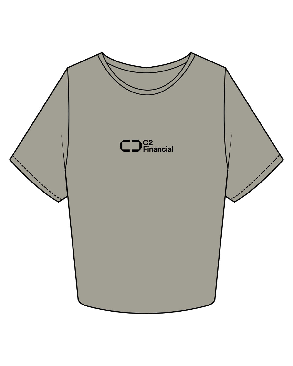 The Crop Tee - Dust - C2 Financial - Center Chest Stacked - Printed - Black