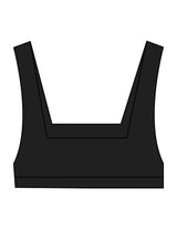 The Box Cut Bra - Black - Higher Ground - Center Chest Stacked - Printed - White