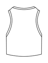 The Ribbed Crop Tank - White - Studio 78 - Center Chest Script - Embroidered - Blue