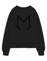 The Recycled Unisex Crewneck - Black - MegaCorps - Center Chest Embroidered - Back Stacked - Printed - Black