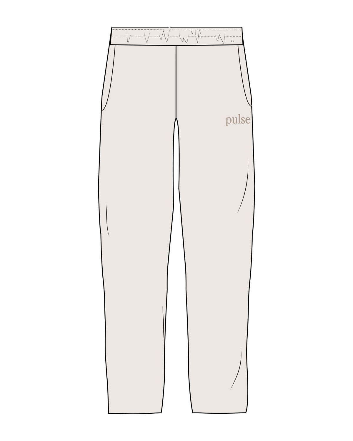 The Mens Straight Leg Sweatpants - Bone - Pulse Lagree Fitness - Left Leg - Printed - Tone on Tone