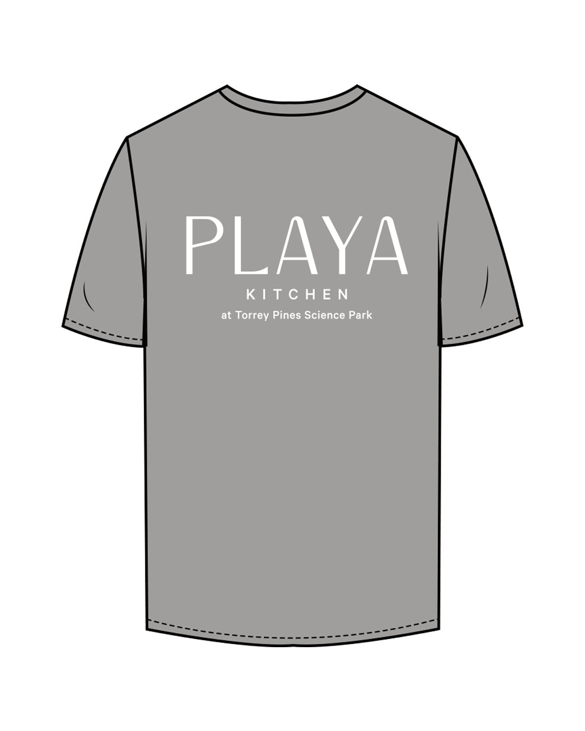 The Mens Tee - Granite - Playa Kitchen - Left Chest Stacked & Center Back Stacked - Printed - White