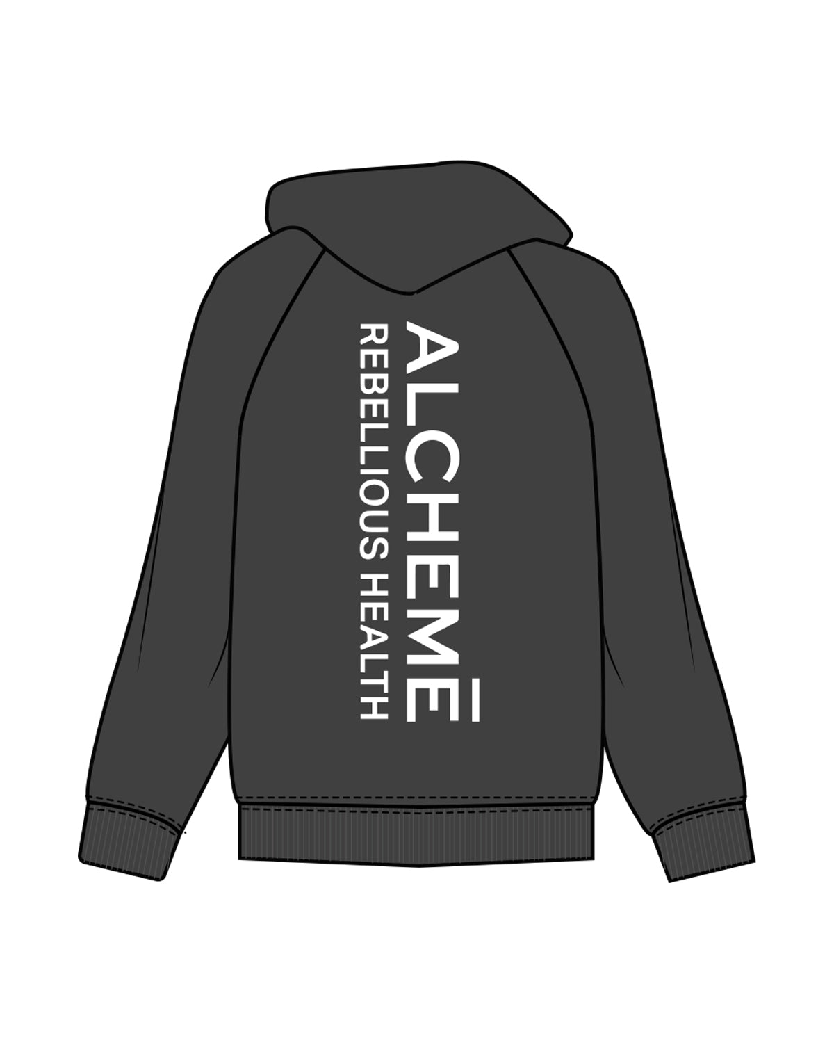 The Classic Hoodie - Charcoal - ALCHEME - Center Chest & Back Center Stacked - White