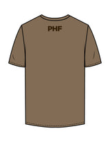 The Mens Tee - Walnut - Powerhouse Fitness - Full Front & Back Neckline - Printed - Dark Brown