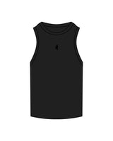 The Ribbed Full Length Tank - Black - White House - Center Chest - Embroidered - Tone on Tone