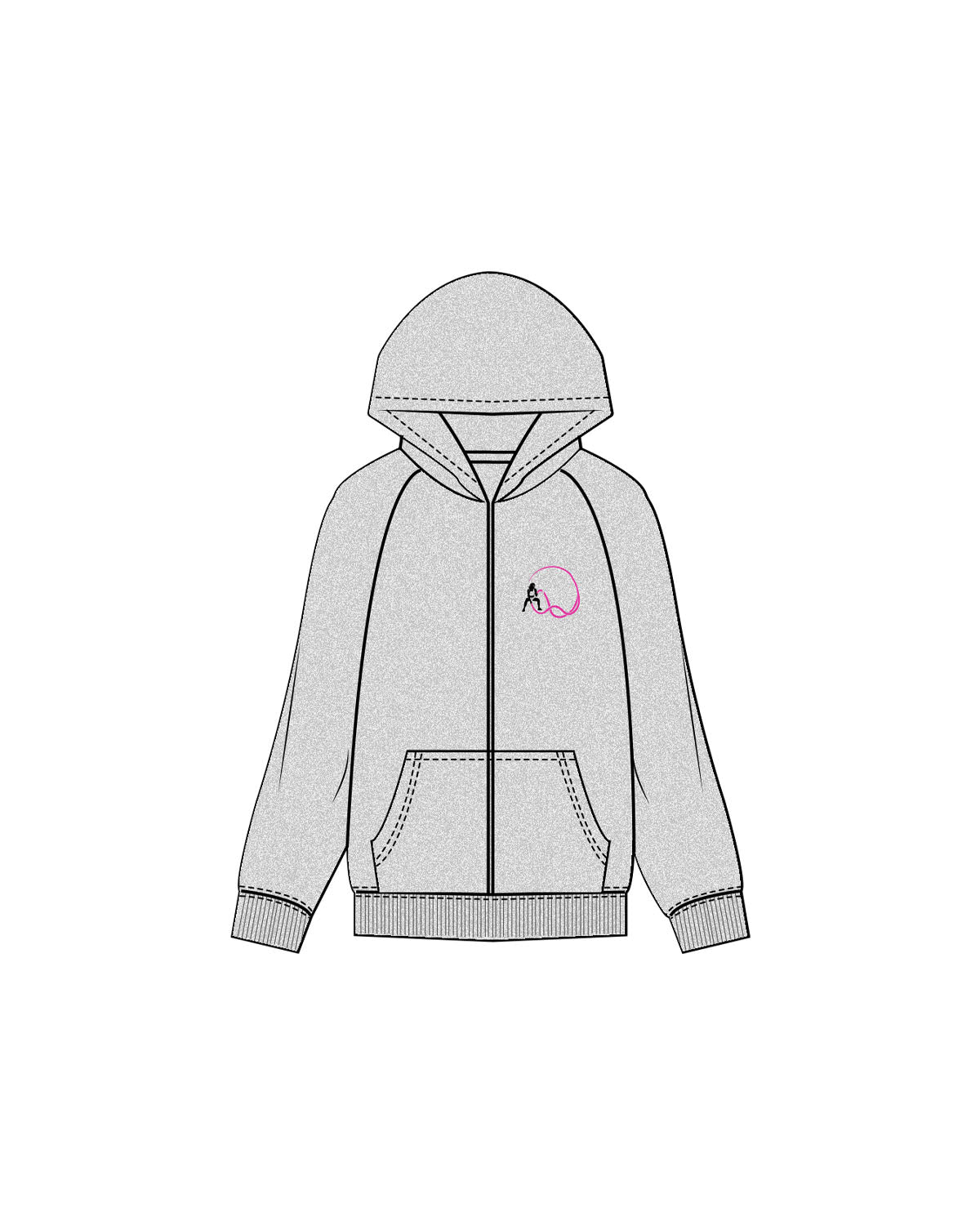 The Womens Zip Hoodie - Heather - The Whole You Wellness - Left Chest & Back Image - Printed - Full Color