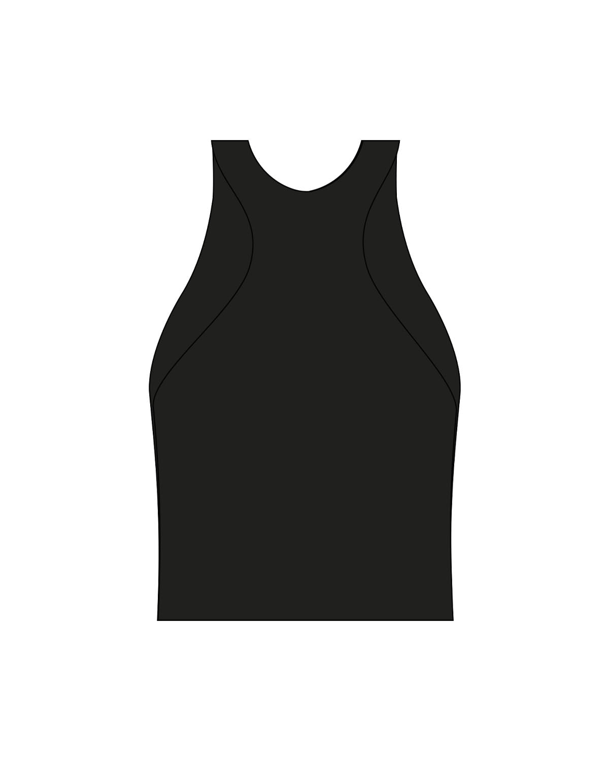 The High Neck Racer Tank - Black - New Mom School - Center Chest - Printed - White