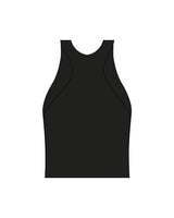 The High Neck Racer Tank - Black - New Mom School - Center Chest - Printed - White