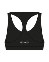 The Racer Bra - Black - REFORM Pilates Studio - Center Back - Printed - White