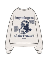 The Mens Crewneck - Bone - MD Hyperbaric - Left Chest Round & Back Illustration - Printed - Navy
