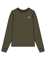 The Mens Long Sleeve - Army - Sultivate - Left Chest Icon & Back Shoulder - Printed - White