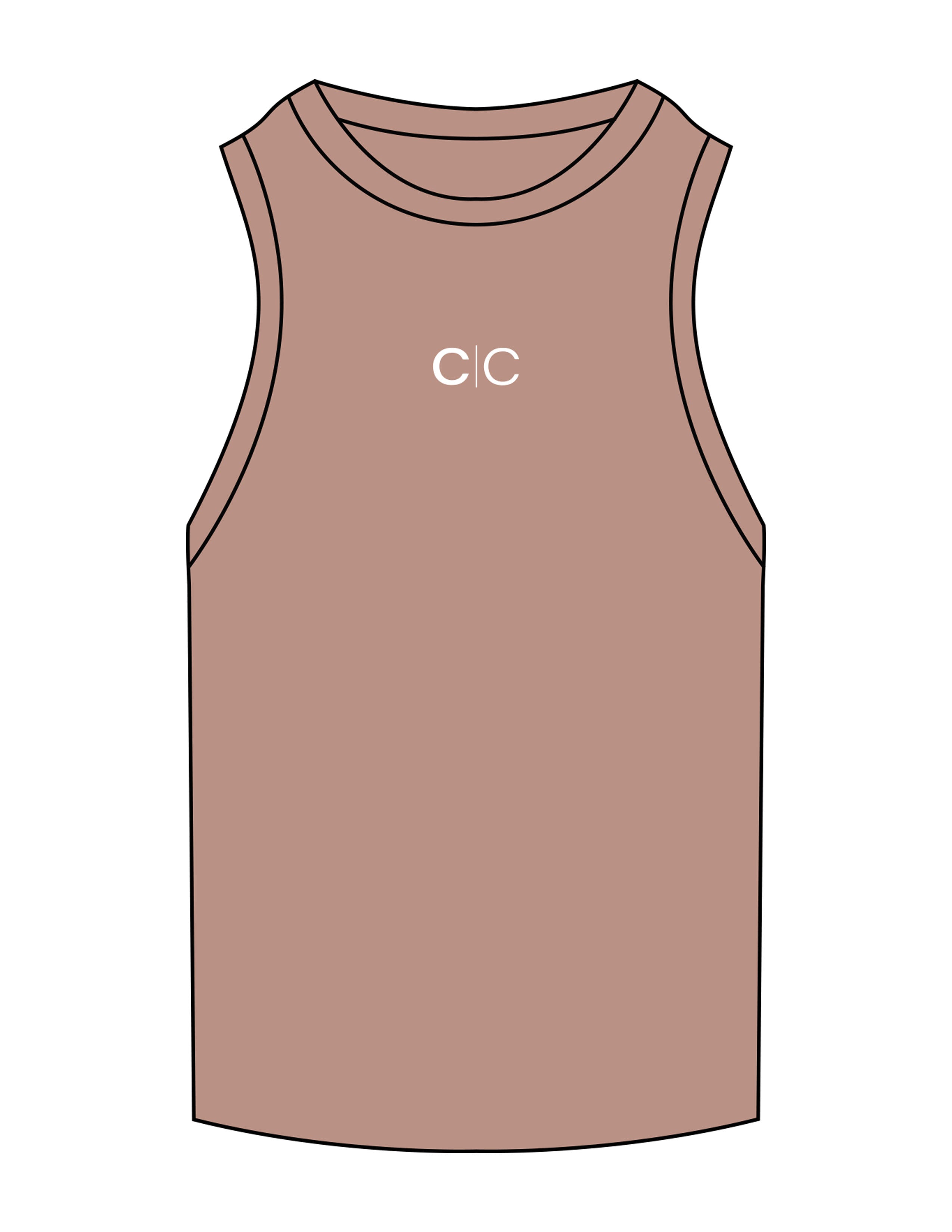 The Ribbed Full Length Tank - Clay - Core Collective - Center Chest "C|C" - Embroidered - White