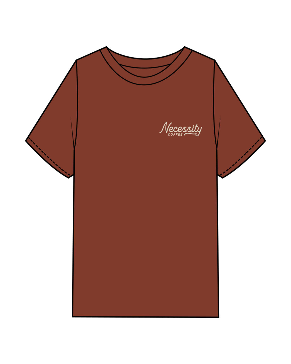 The Mens Heavyweight Tee - Cinnamon - Necessity Coffee - Left Chest & Back Image - Printed - Off White