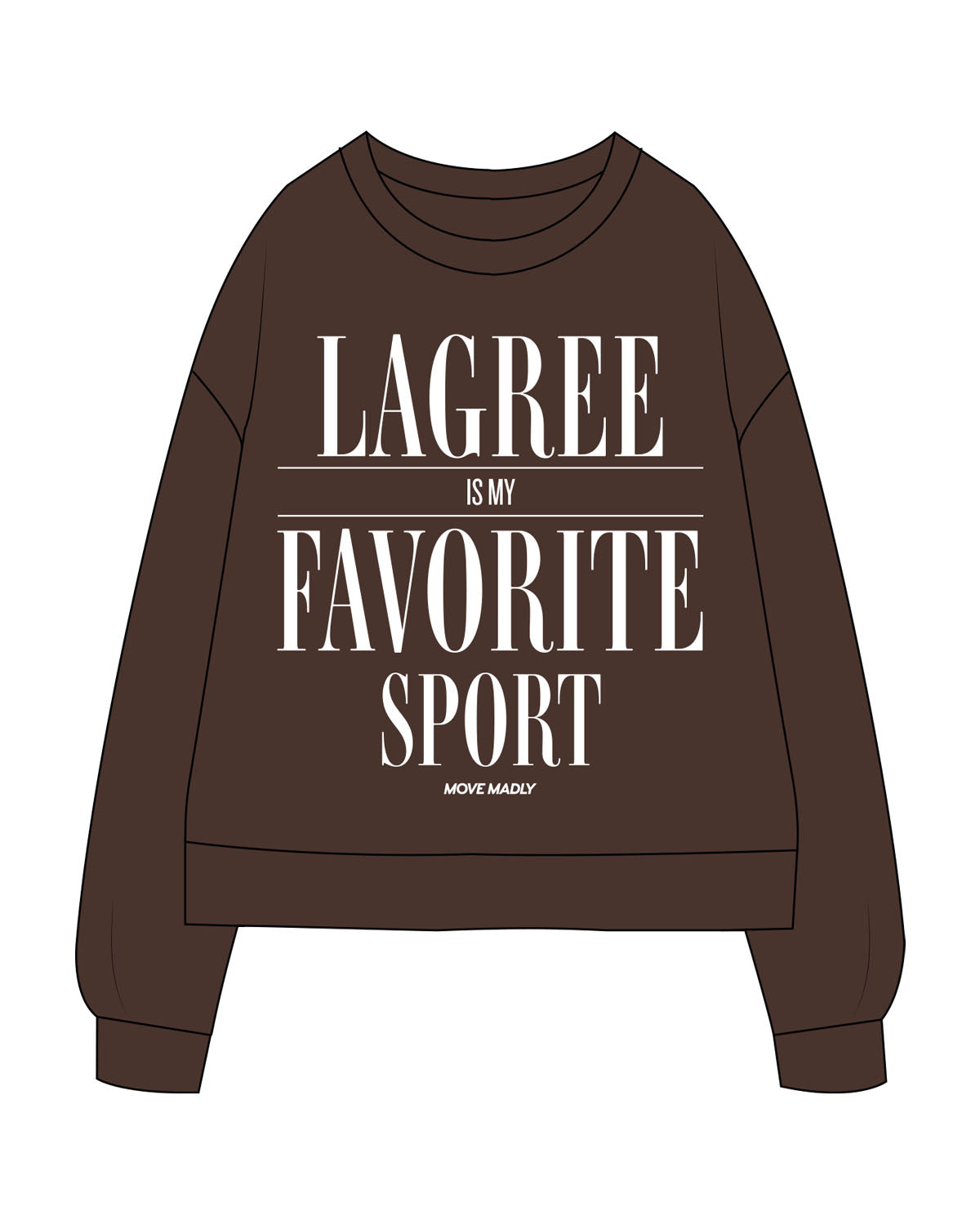 The Recycled Womens Crewneck - Brown - Move Madly - Center Stacked - Printed - White