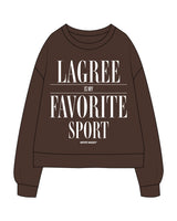 The Recycled Womens Crewneck - Brown - Move Madly - Center Stacked - Printed - White