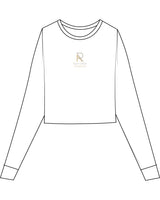 The Micro Rib Crop Long Sleeve - White - Reform Athletica - Center Chest Stacked - Full Color