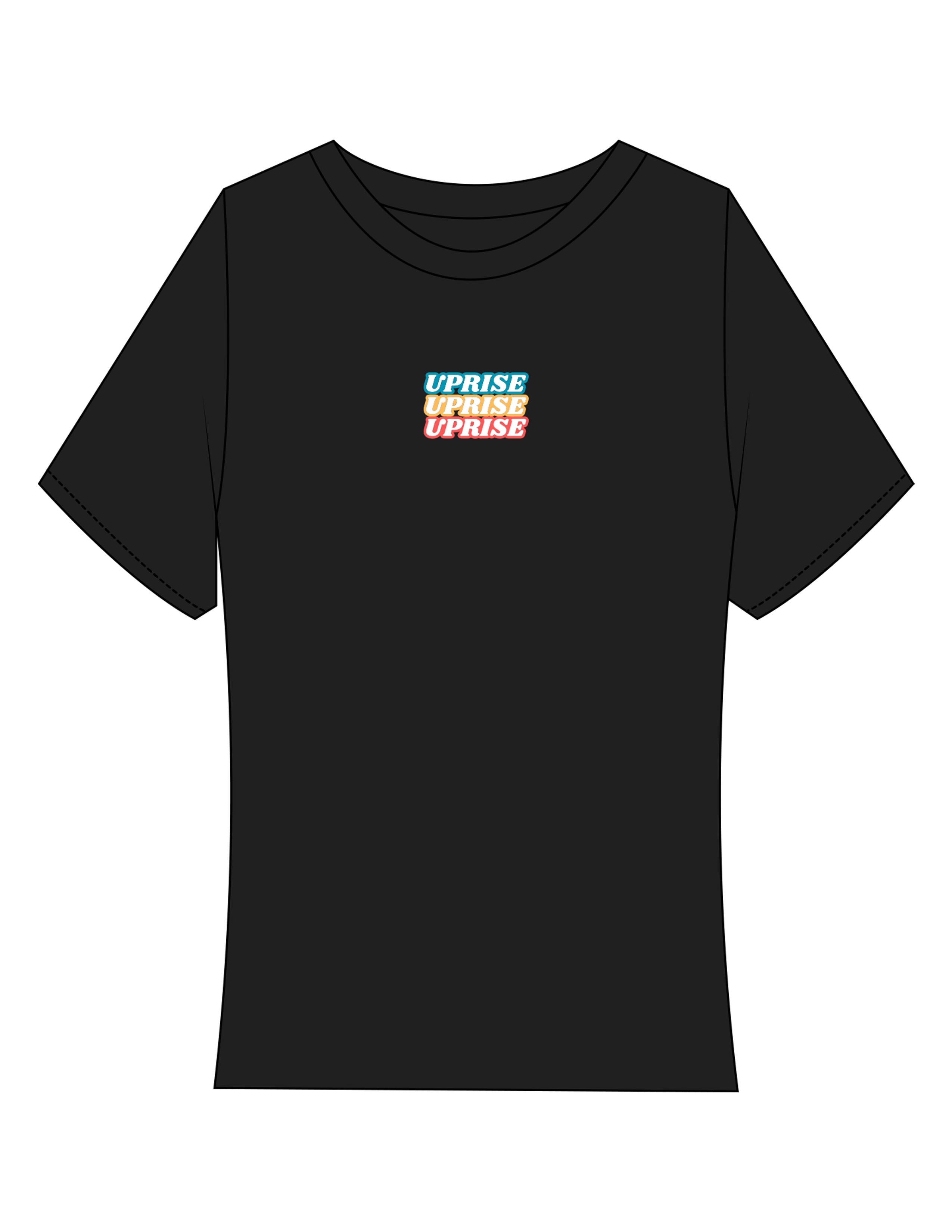 The Baby Tee - Black - Uprise Hot Yoga - Center Chest Stacked - Printed - Full Color