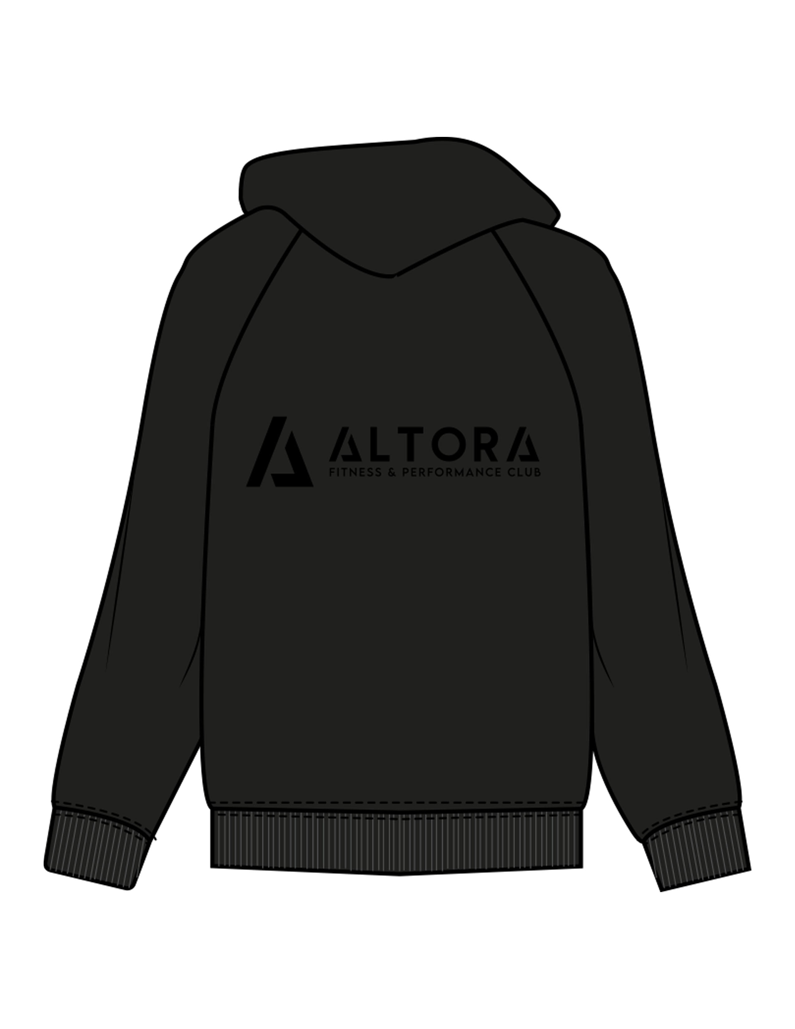 The Mens Hoodie - Black - ALTORA - Left Chest Icon & Center Back - Printed - Black