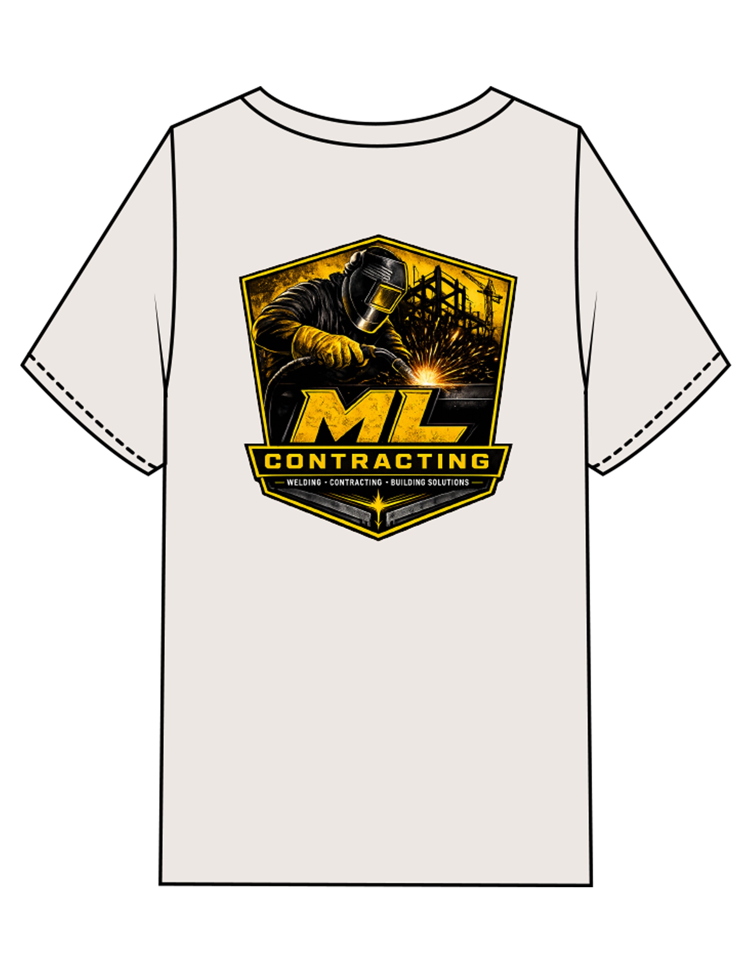 The Mens Heavyweight Tee - Washed Bone - ML Contracting LLC - Left Chest & Back Image - Printed - Full Color