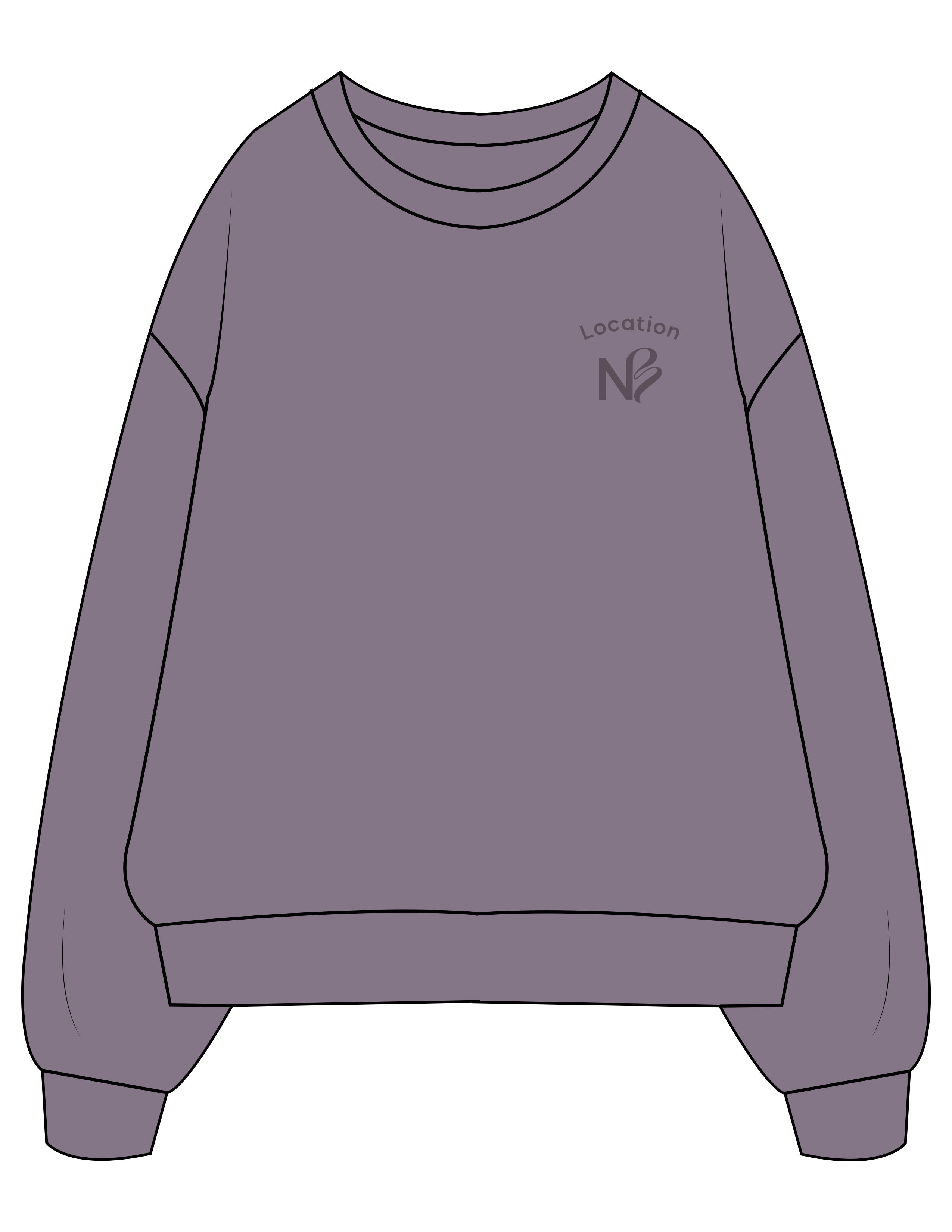 The Midweight Unisex Crewneck - Washed Plum - Neighborhood Barre - Left Chest "LOCATION" - Embroidered - Tone on Tone
