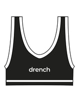 The Piped Bra - Black - Drench - Center Back "DRENCH" - Printed - White