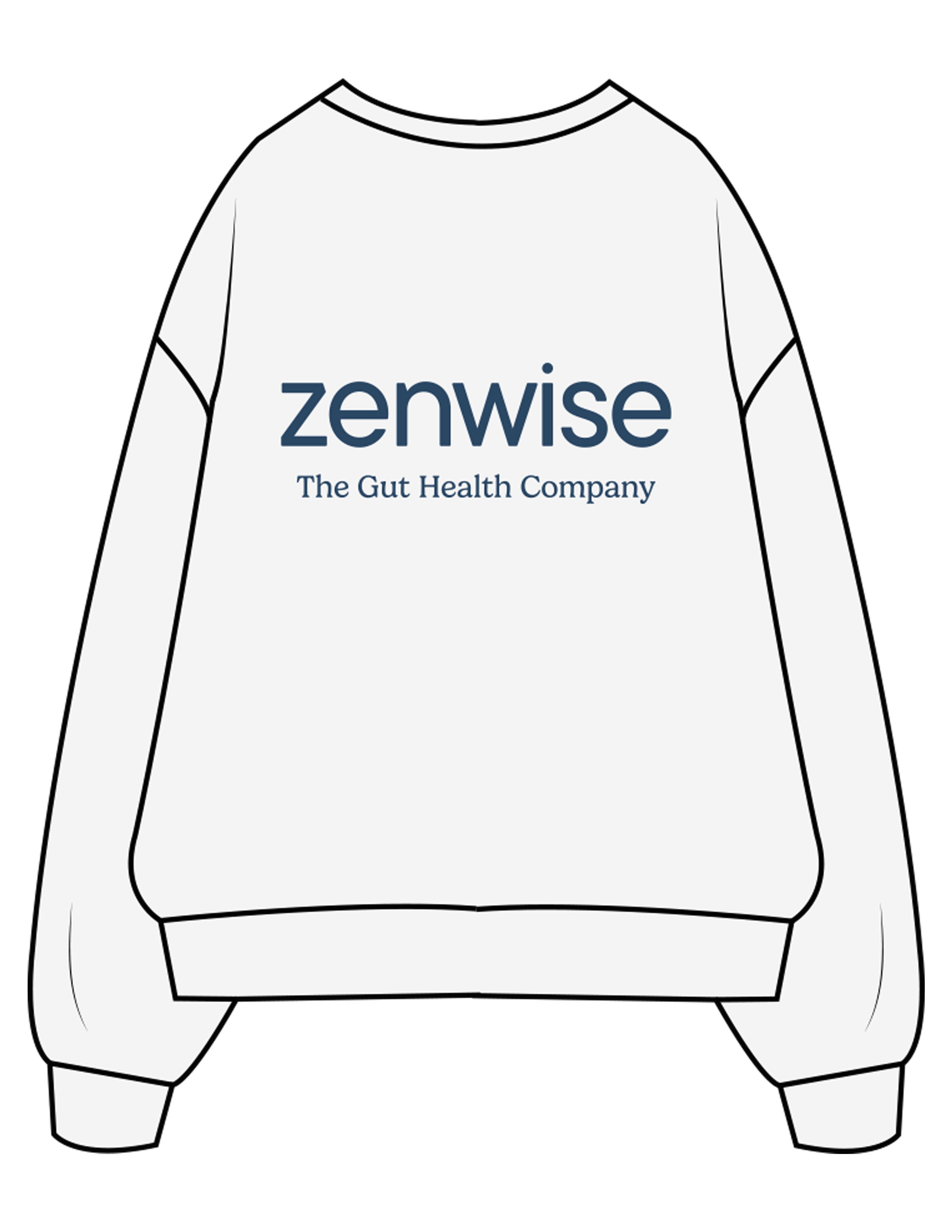 The Mens Crewneck - White Heather - Zenwise - Left Chest & Back Stacked - Printed - Blue