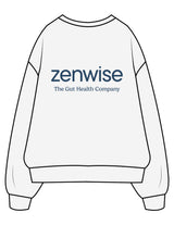 The Mens Crewneck - White Heather - Zenwise - Left Chest & Back Stacked - Printed - Blue