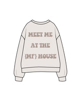 The Womens Crewneck - Bone - Megafit House - Center Chest & Back Stacked - Printed - Tone on Tone