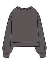 The Womens Sueded Crewneck - Gunmetal - TML - Center Chest - Printed - Light Gray