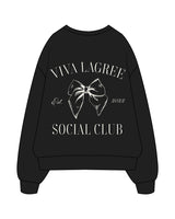 The Mens Crewneck - Black - Viva Lagree - Left Chest Stacked & Back Stacked - Off White