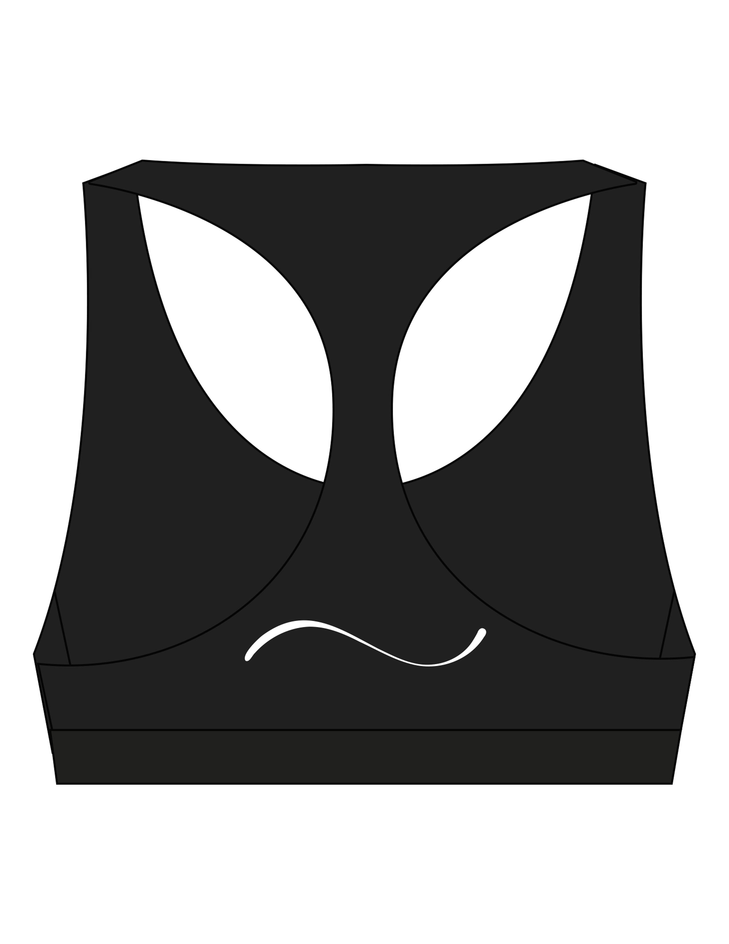 The Racer Bra - Black - The Refinery Fitness Studio - Center Back - Printed - White